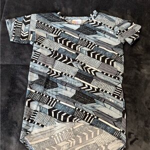 Kids Short Sleeve Patterned Tunic Top - Black & Light Blue